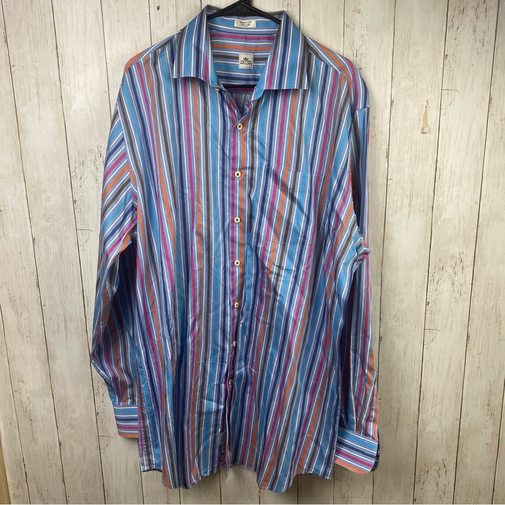Peter Millar Button Down Shirt Men's XLT Extra Large Tall Multicolor Striped